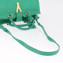 Saint Laurent Petit Cabas Hand Bag Leather 2way Green Gold Auth 210500V-10