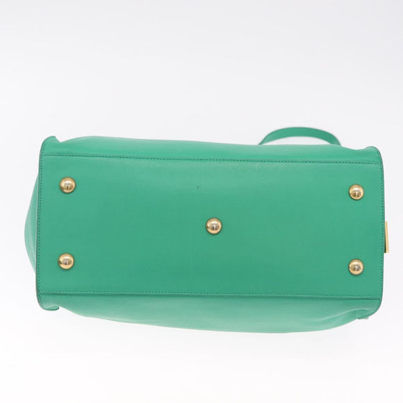 Saint Laurent Petit Cabas Hand Bag Leather 2way Green Gold Auth 210500V