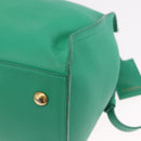 Saint Laurent Petit Cabas Hand Bag Leather 2way Green Gold Auth 210500V-16