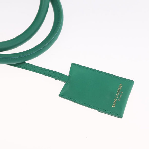 Saint Laurent Petit Cabas Hand Bag Leather 2way Green Gold Auth 210500V