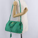 Saint Laurent Petit Cabas Hand Bag Leather 2way Green Gold Auth 210500V-28