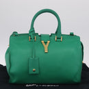 Saint Laurent Petit Cabas Hand Bag Leather 2way Green Gold Auth 210500V-29