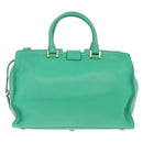 Saint Laurent Petit Cabas Hand Bag Leather 2way Green Gold Auth 210500V-4