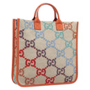 GUCCI GG Canvas Tote Bag Multicolor Orange 550763 Auth 210502V-1