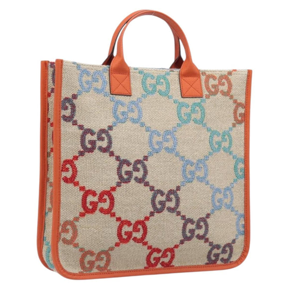 GUCCI GG Canvas Tote Bag Multicolor Orange 550763 Auth 210502V