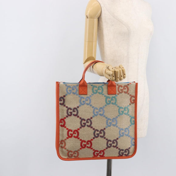GUCCI GG Canvas Tote Bag Multicolor Orange 550763 Auth 210502V