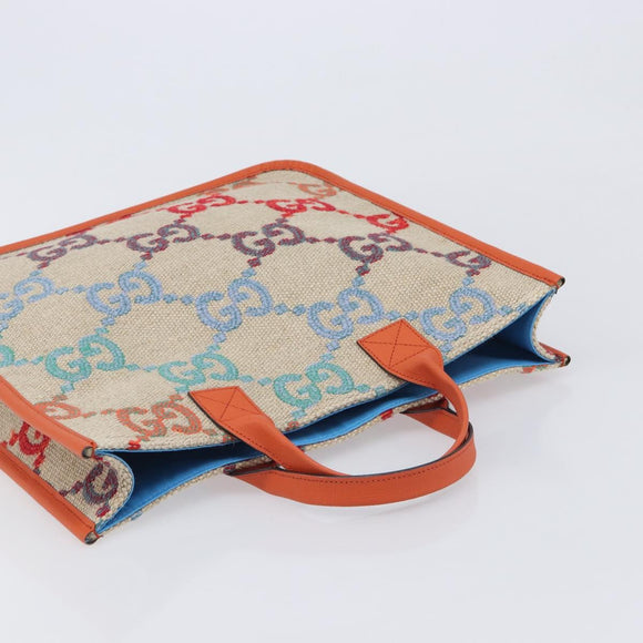 GUCCI GG Canvas Tote Bag Multicolor Orange 550763 Auth 210502V
