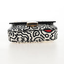 FENDI Mr.Doodle Nano Bucket Pouch Leather White Gold Tone 7AR844 Auth 210507M-11