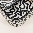 FENDI Mr.Doodle Nano Bucket Pouch Leather White Gold Tone 7AR844 Auth 210507M-12