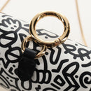 FENDI Mr.Doodle Nano Bucket Pouch Leather White Gold Tone 7AR844 Auth 210507M-16