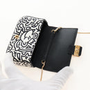 FENDI Mr.Doodle Nano Bucket Pouch Leather White Gold Tone 7AR844 Auth 210507M-18