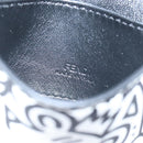 FENDI Mr.Doodle Nano Bucket Pouch Leather White Gold Tone 7AR844 Auth 210507M-22