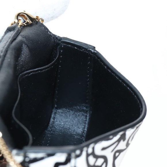FENDI Mr.Doodle Nano Bucket Pouch Leather White Gold Tone 7AR844 Auth 210507M