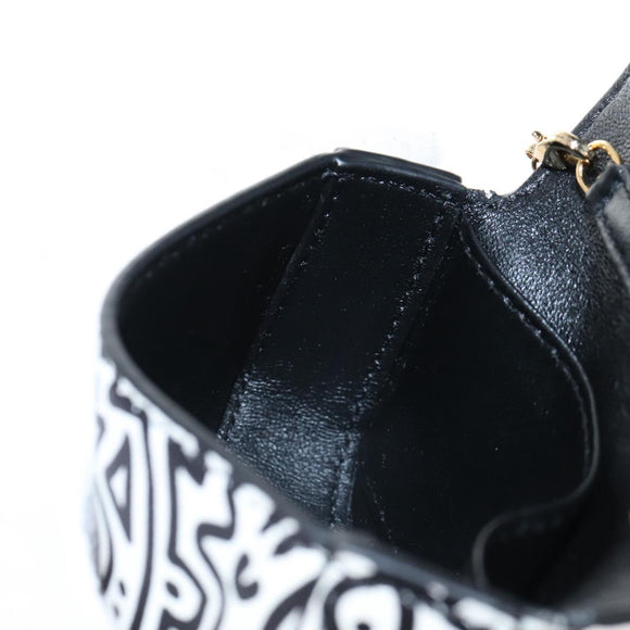 FENDI Mr.Doodle Nano Bucket Pouch Leather White Gold Tone 7AR844 Auth 210507M