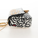 FENDI Mr.Doodle Nano Bucket Pouch Leather White Gold Tone 7AR844 Auth 210507M-4