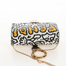 FENDI Mr.Doodle Nano Bucket Pouch Leather White Gold Tone 7AR844 Auth 210507M-6