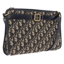 Christian Dior Trotter Canvas Shoulder Bag Navy Gold Auth 210509-1