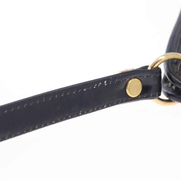 Christian Dior Trotter Canvas Shoulder Bag Navy Gold Auth 210509