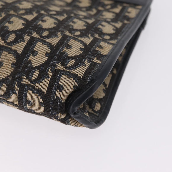 Christian Dior Trotter Canvas Shoulder Bag Navy Gold Auth 210509