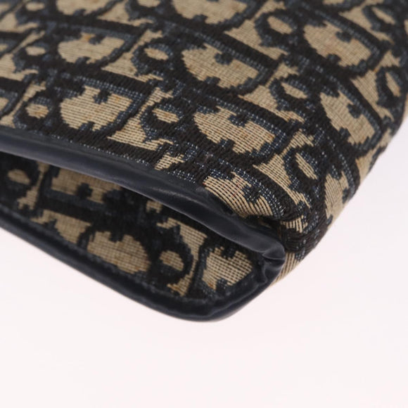 Christian Dior Trotter Canvas Shoulder Bag Navy Gold Auth 210509