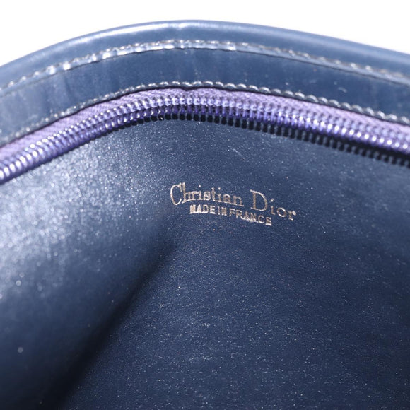 Christian Dior Trotter Canvas Shoulder Bag Navy Gold Auth 210509