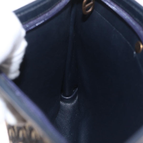 Christian Dior Trotter Canvas Shoulder Bag Navy Gold Auth 210509