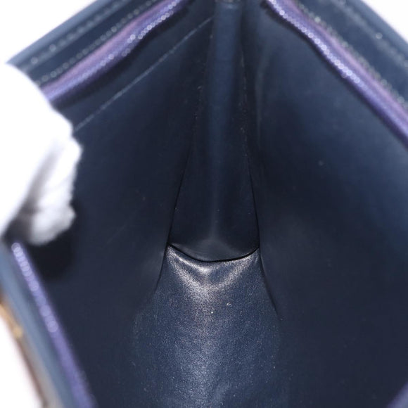 Christian Dior Trotter Canvas Shoulder Bag Navy Gold Auth 210509