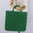 GUCCI GG Canvas Tote Bag Rubber Green 679365 Auth 210511V-19