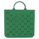 GUCCI GG Canvas Tote Bag Rubber Green 679365 Auth 210511V-2