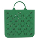 GUCCI GG Canvas Tote Bag Rubber Green 679365 Auth 210511V-4
