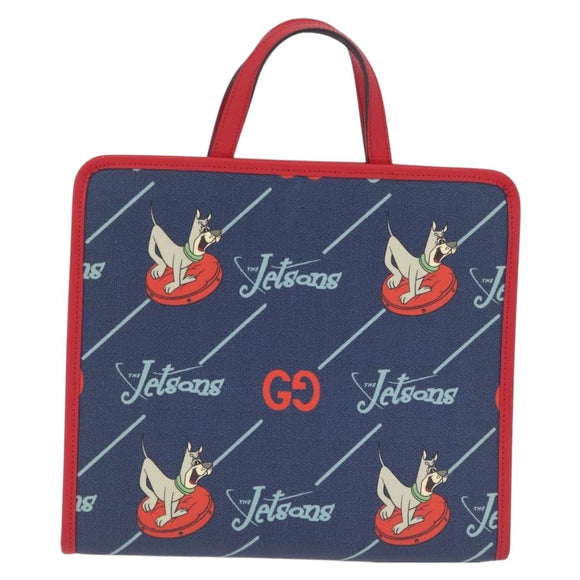 GUCCI Jetsons Collaboration Hand Bag PVC Blue Silver 605614 Auth 210513V