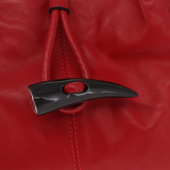 BURBERRY Nova Check Hand Bag Leather Red Auth 210518