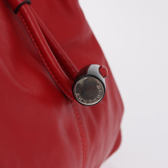 BURBERRY Nova Check Hand Bag Leather Red Auth 210518