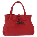 BURBERRY Nova Check Hand Bag Leather Red Auth 210518-2
