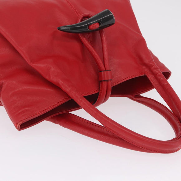 BURBERRY Nova Check Hand Bag Leather Red Auth 210518