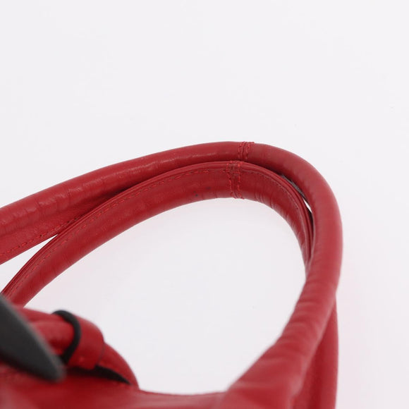 BURBERRY Nova Check Hand Bag Leather Red Auth 210518