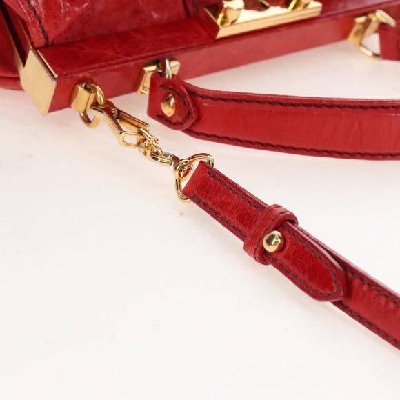 Miu Miu Shoulder Bag Leather 2way Red Gold Auth 210519V