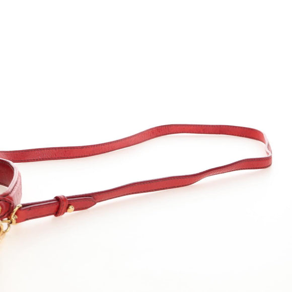 Miu Miu Shoulder Bag Leather 2way Red Gold Auth 210519V
