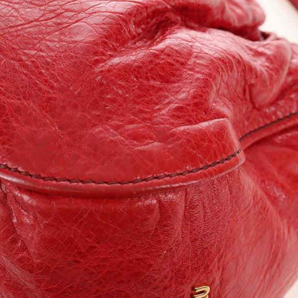 Miu Miu Shoulder Bag Leather 2way Red Gold Auth 210519V