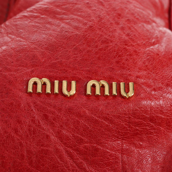 Miu Miu Shoulder Bag Leather 2way Red Gold Auth 210519V