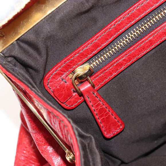 Miu Miu Shoulder Bag Leather 2way Red Gold Auth 210519V
