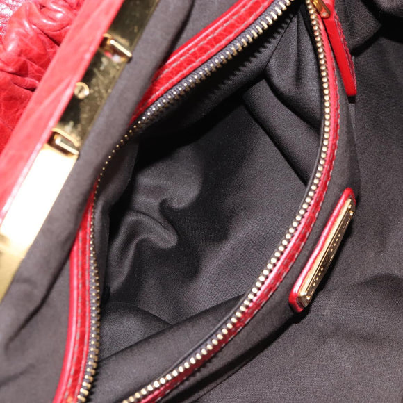 Miu Miu Shoulder Bag Leather 2way Red Gold Auth 210519V