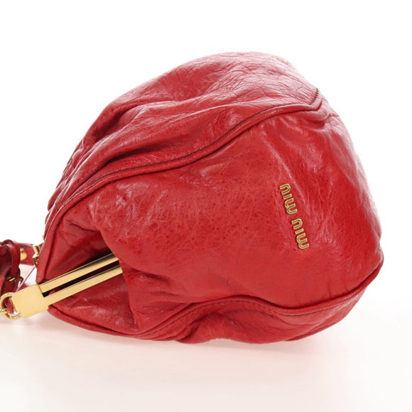 Miu Miu Shoulder Bag Leather 2way Red Gold Auth 210519V