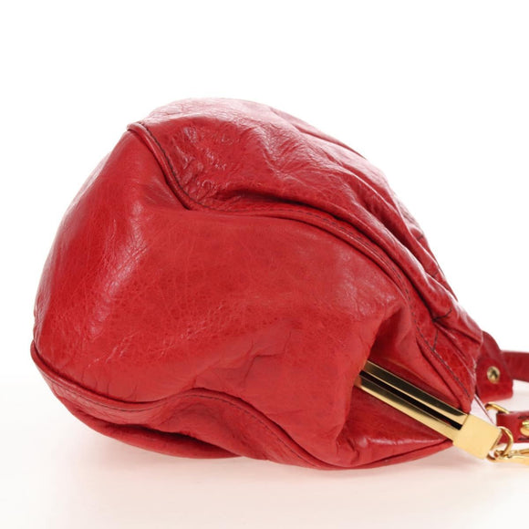 Miu Miu Shoulder Bag Leather 2way Red Gold Auth 210519V