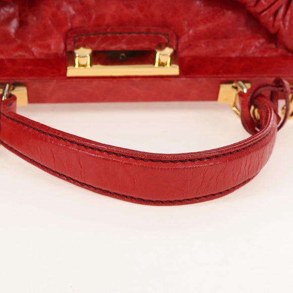 Miu Miu Shoulder Bag Leather 2way Red Gold Auth 210519V