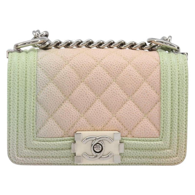 CHANEL Boy Chanel Matelasse Chain Bag Caviar Skin Multicolor CC Auth 210526SM - 0