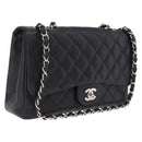 CHANEL Chain Matelasse 30 Bag Caviar Skin Black Silver CC Auth 210527SAV-1