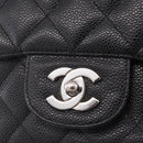 CHANEL Chain Matelasse 30 Bag Caviar Skin Black Silver CC Auth 210527SAV-14