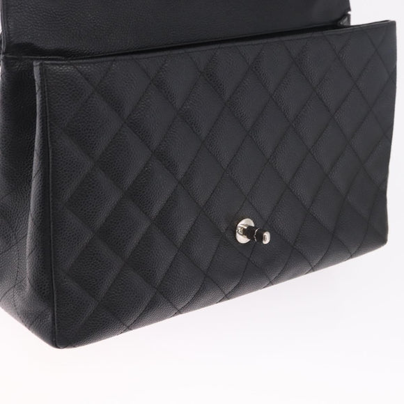 CHANEL Chain Matelasse 30 Bag Caviar Skin Black Silver CC Auth 210527SAV