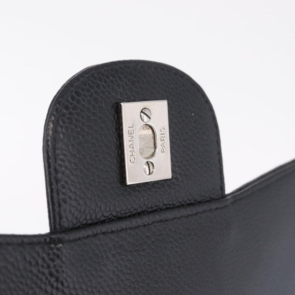 CHANEL Chain Matelasse 30 Bag Caviar Skin Black Silver CC Auth 210527SAV